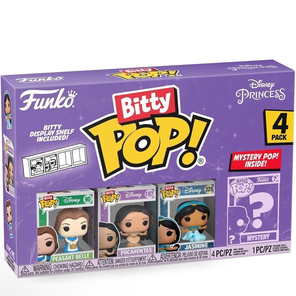 Disney Bitty Funko Pop Princesses 4 With Case Box Set